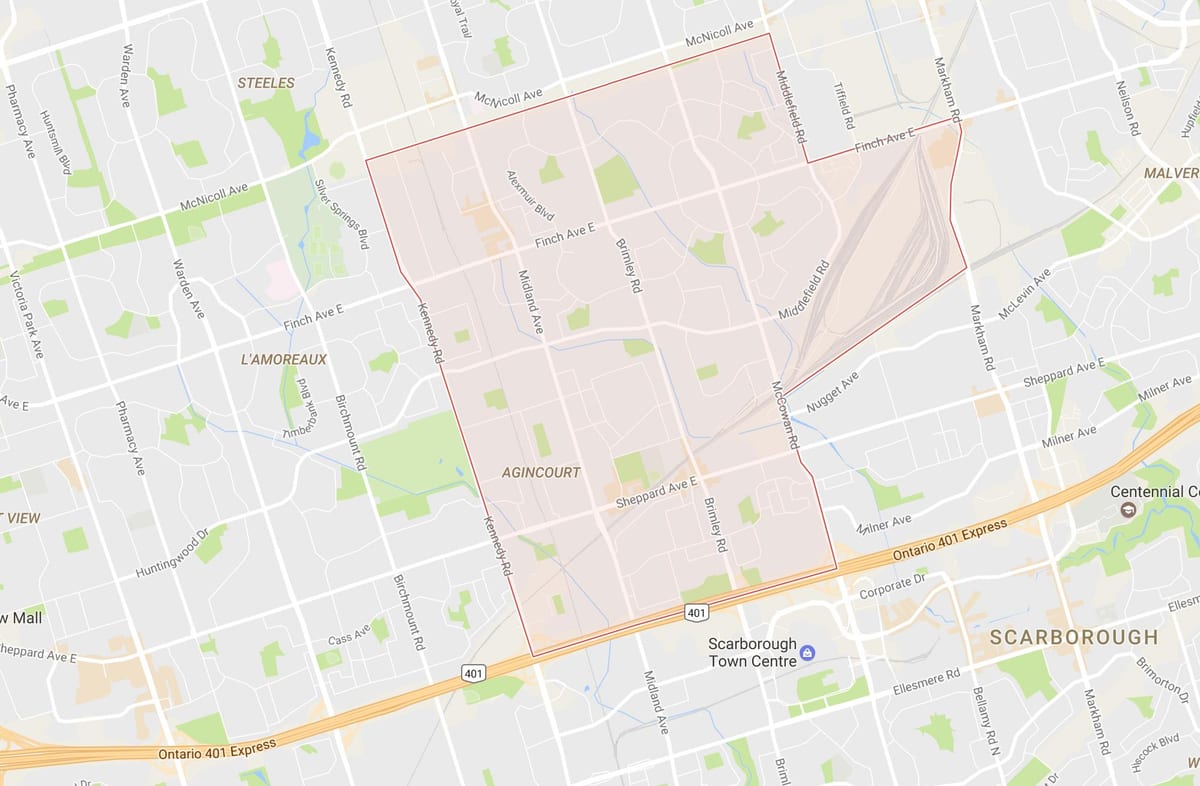 Mapa Agincourt auzoa Toronto