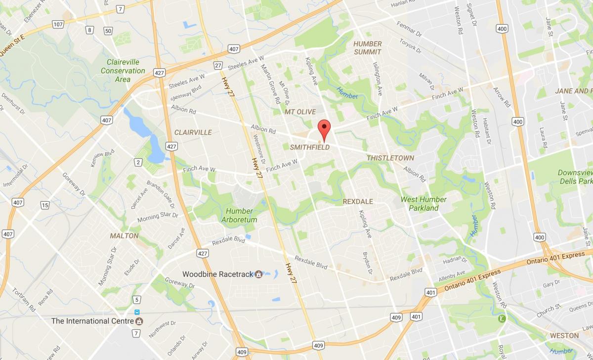 Mapa Albion bide-Toronto