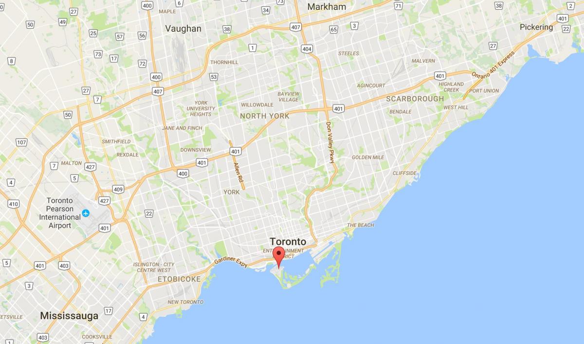 Mapa auzoan Toronto Uharteak auzoan Toronto