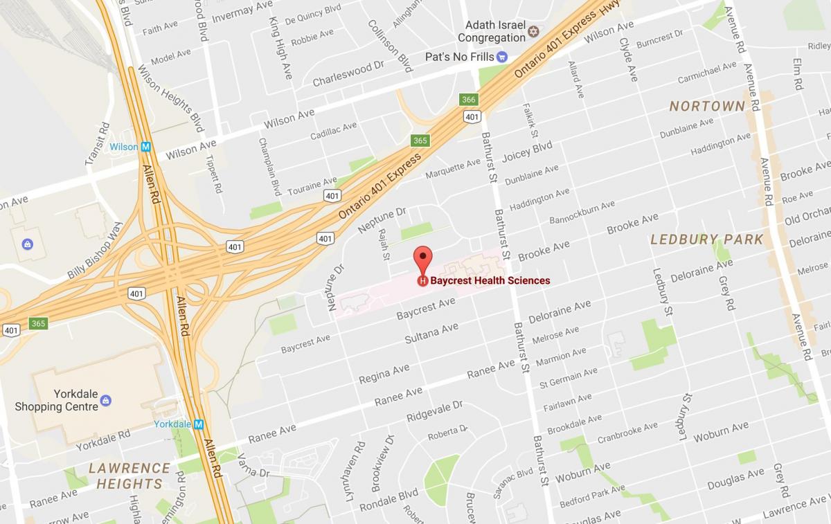 Mapa Baycrest Osasun Zientzien Toronto