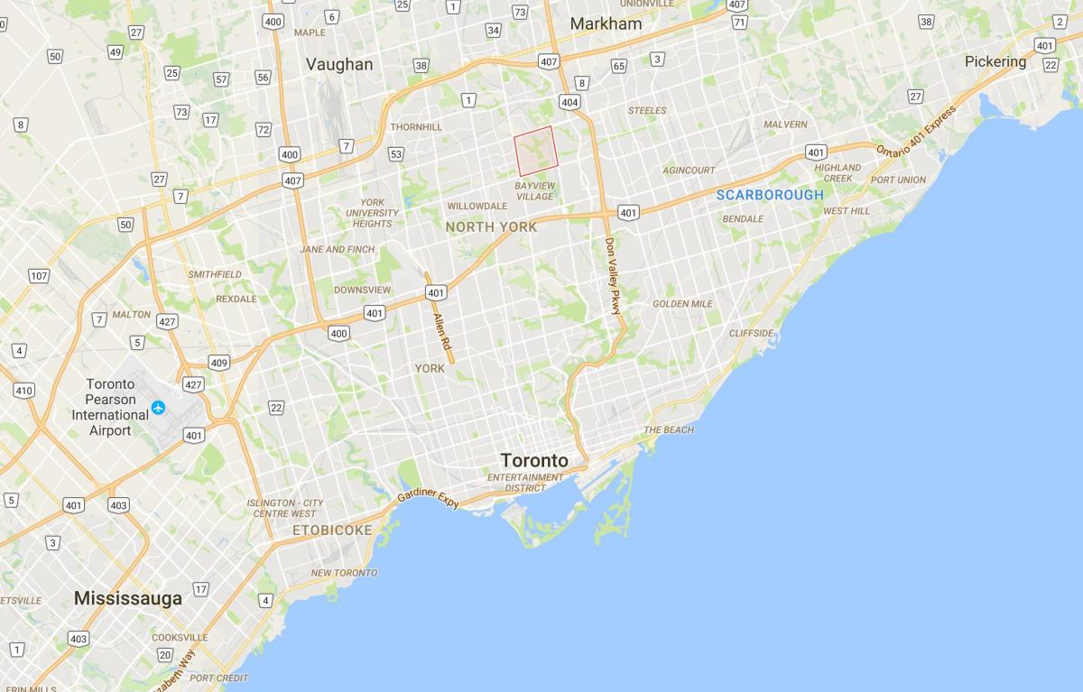 Mapa Bayview Baso – Steeles auzoan Toronto
