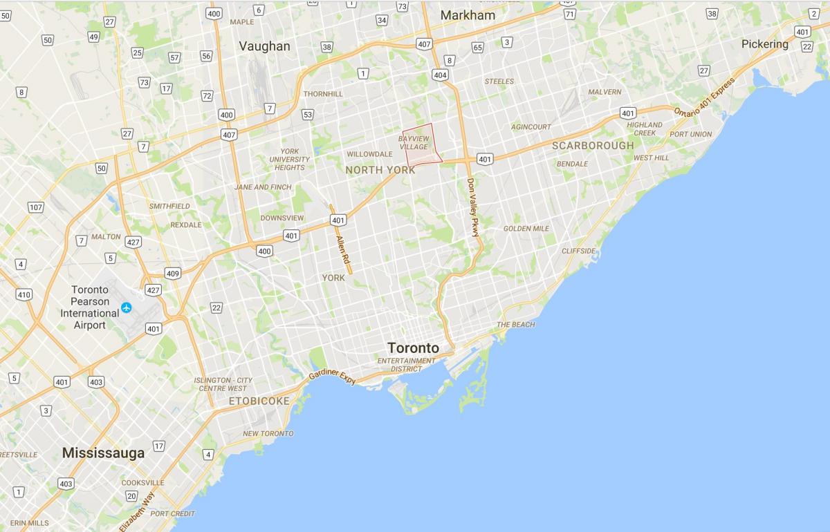 Mapa Bayview Herri auzoan Toronto