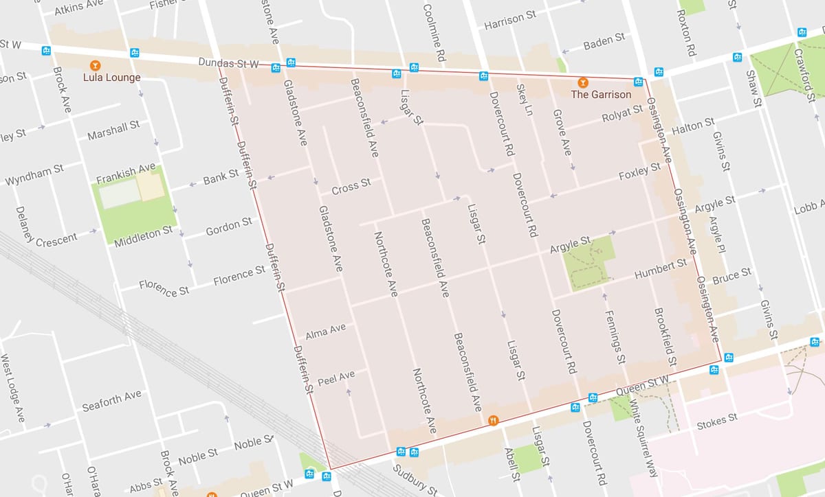 Mapa Beaconsfield Herrixka auzoa Toronto