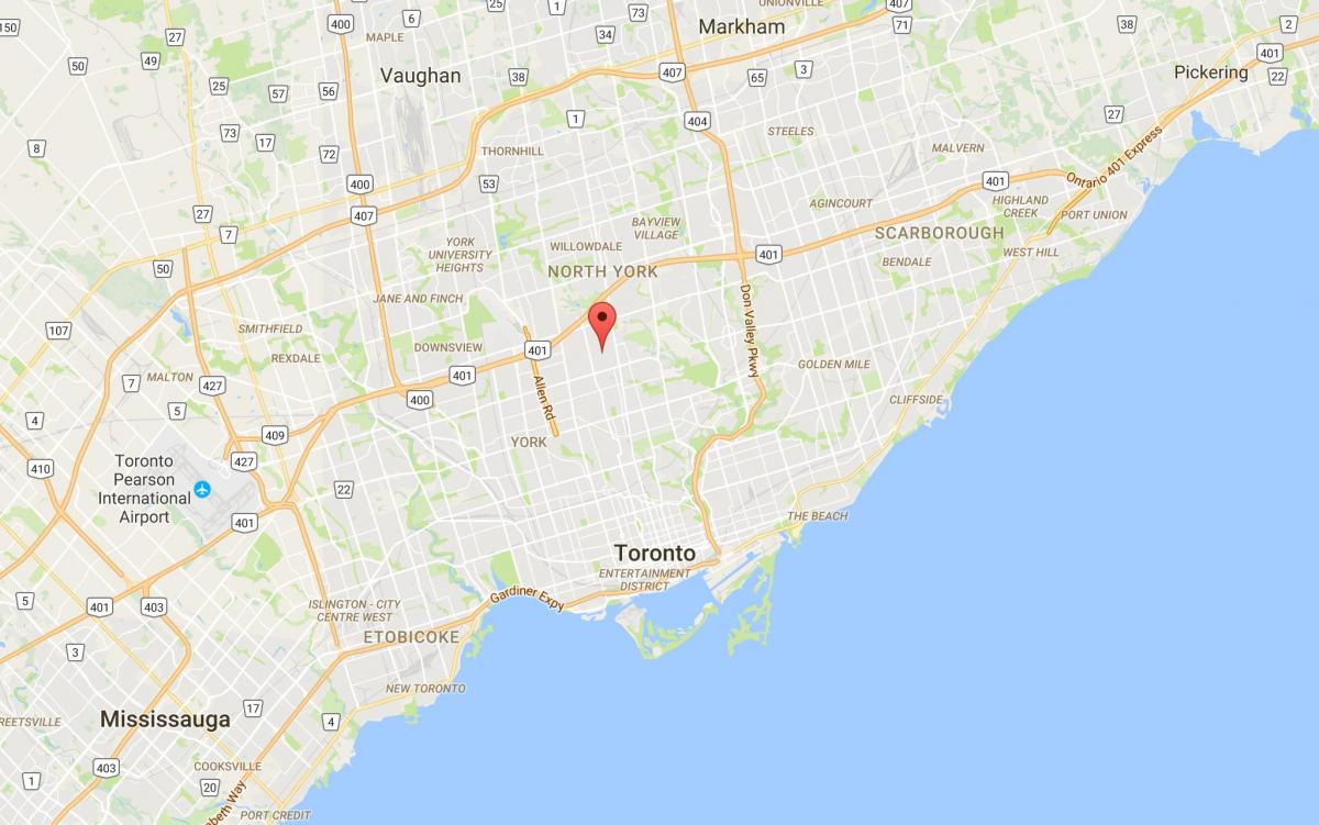 Mapa Bedford Parke auzoan Toronto