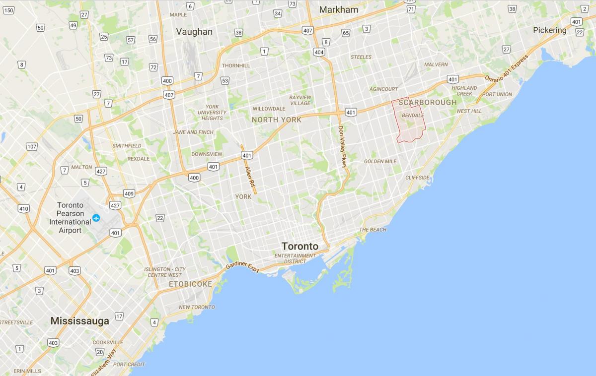 Mapa Bendale auzoan Toronto