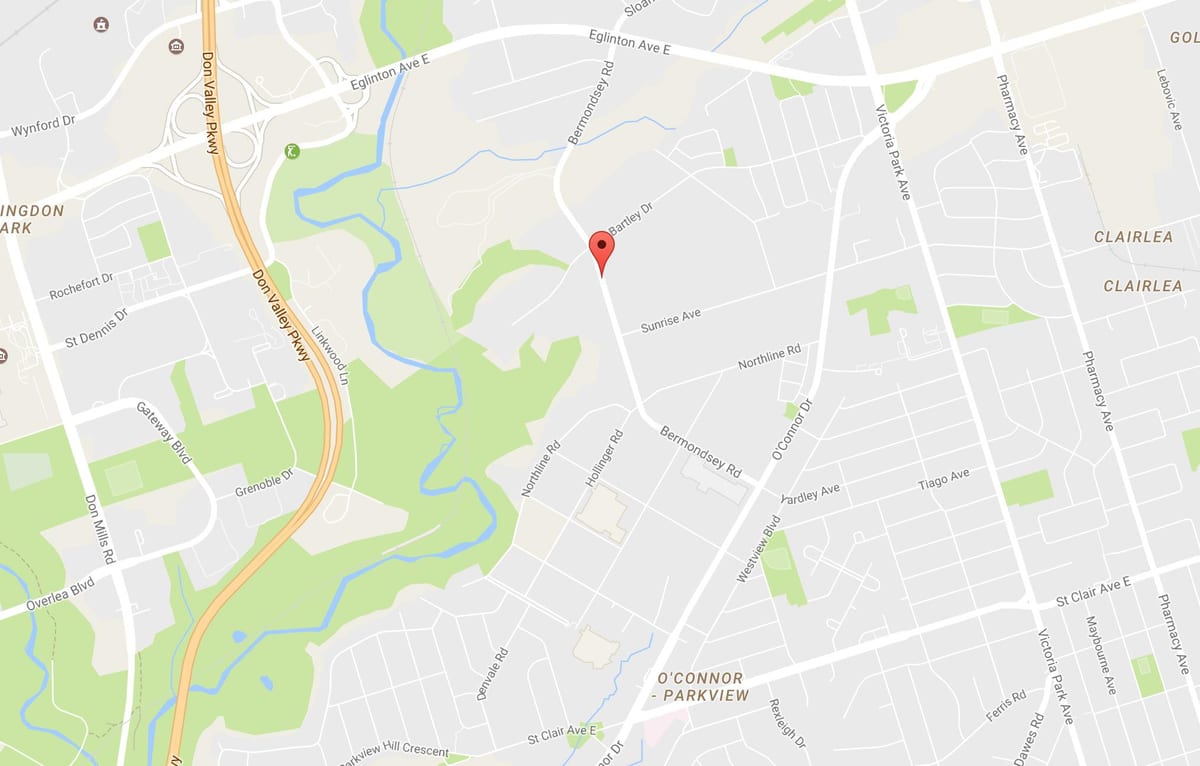 Mapa Bermondsey auzoa Toronto