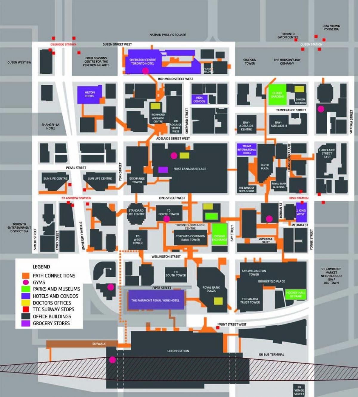Mapa Bidea Toronto Erdiguneko Oinezkoen Pasabide