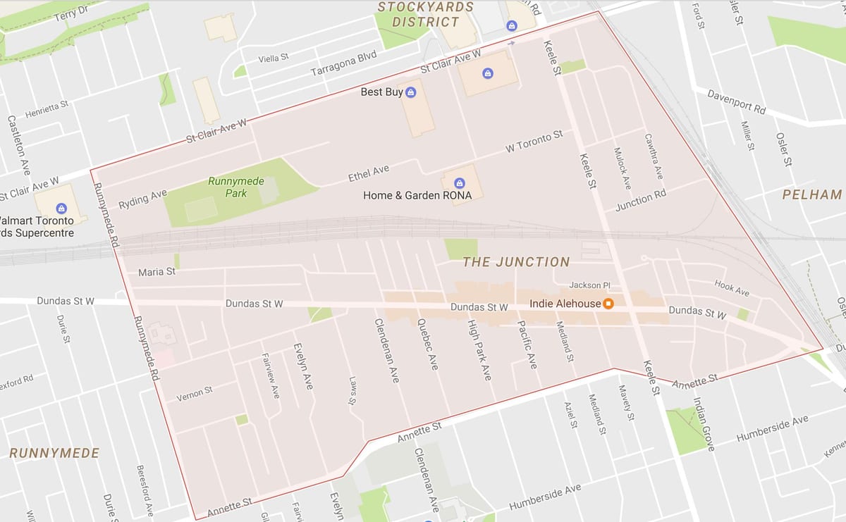 Mapa Bidegurutzean auzoa Toronto