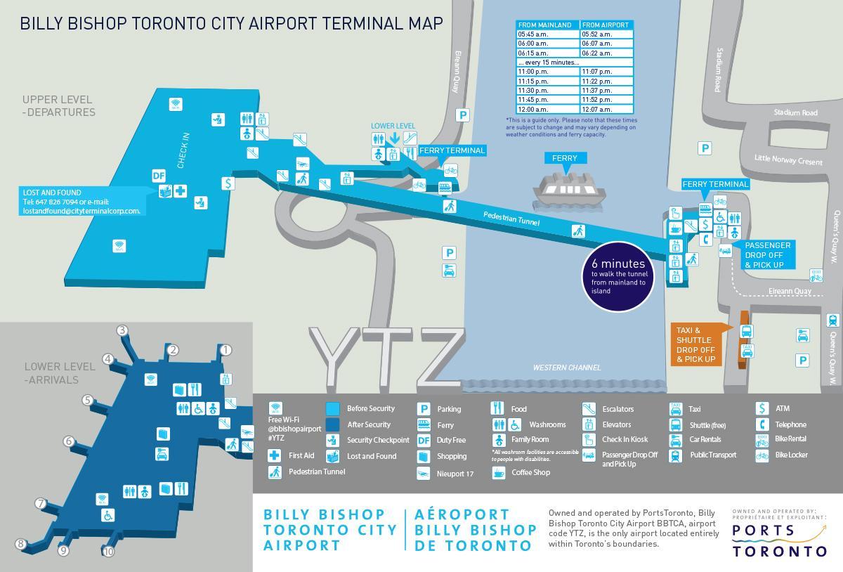 Mapa Billy Apezpiku Toronto city aireportua