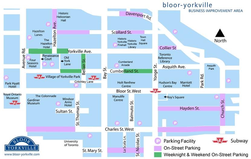 Mapa Bloor Yorkville aparkalekua