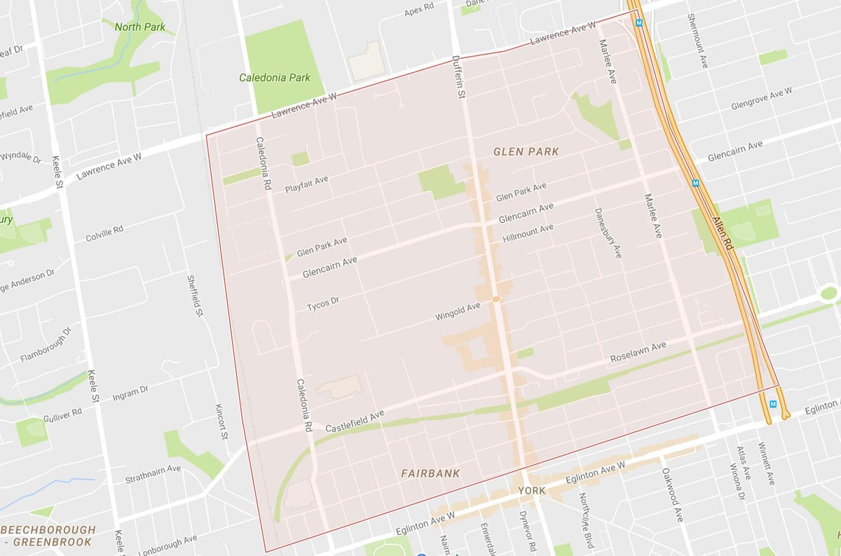 Mapa Briar Hill–Belgravia auzoa Toronto