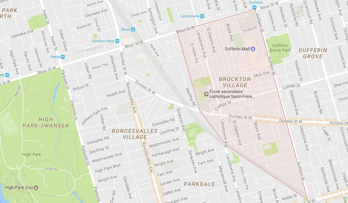 Mapa Brockton Herrixka auzoa Toronto