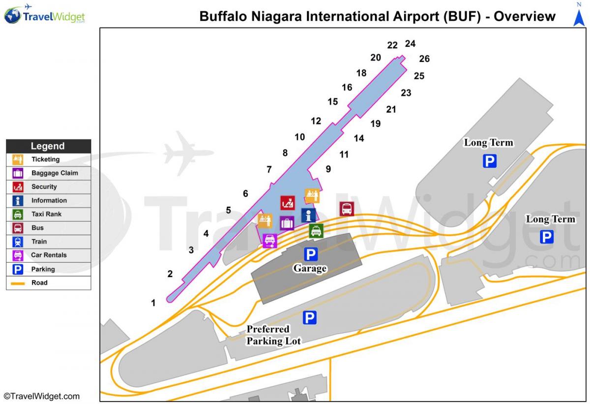 Mapa Buffalo Niagara aireportua