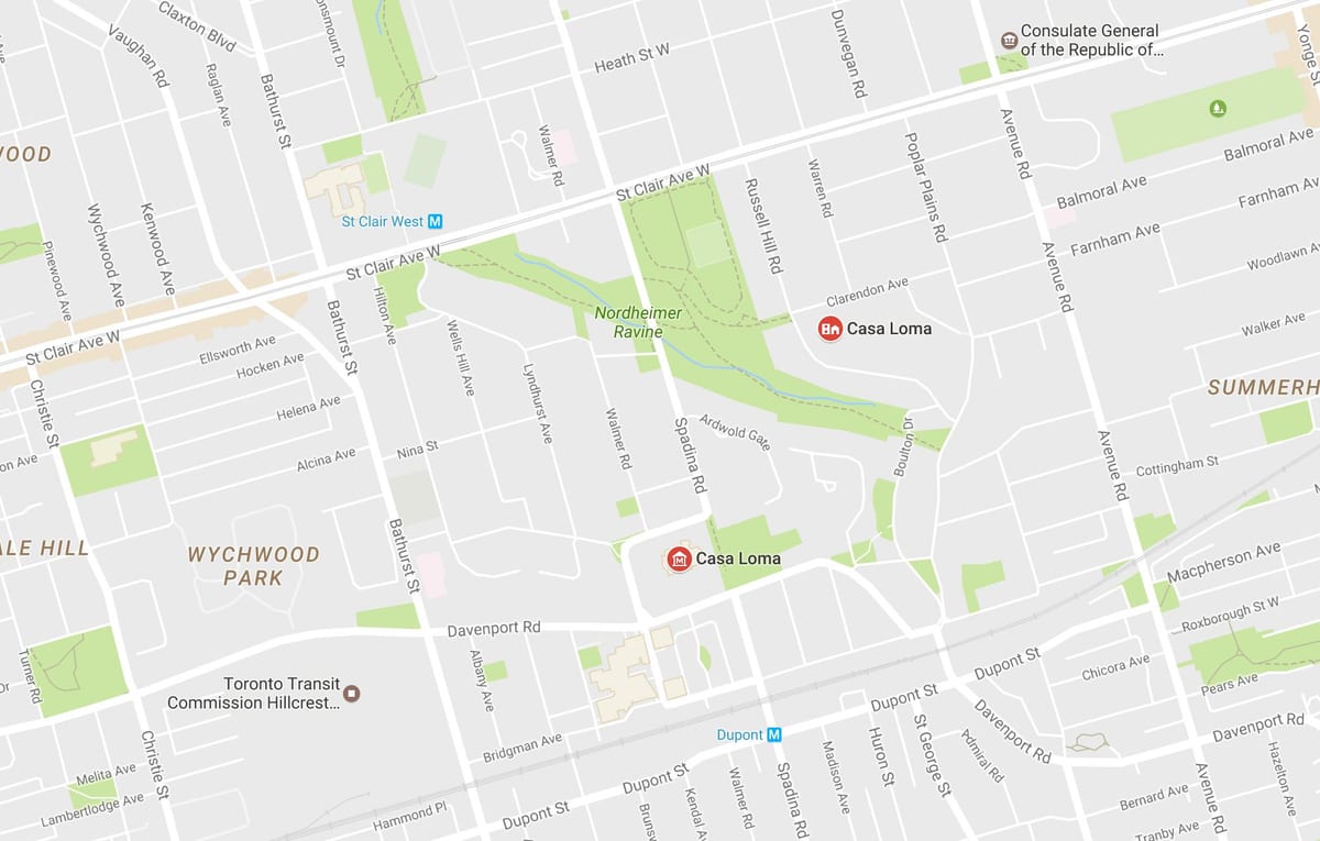 Mapa Casa Loma auzoa Toronto