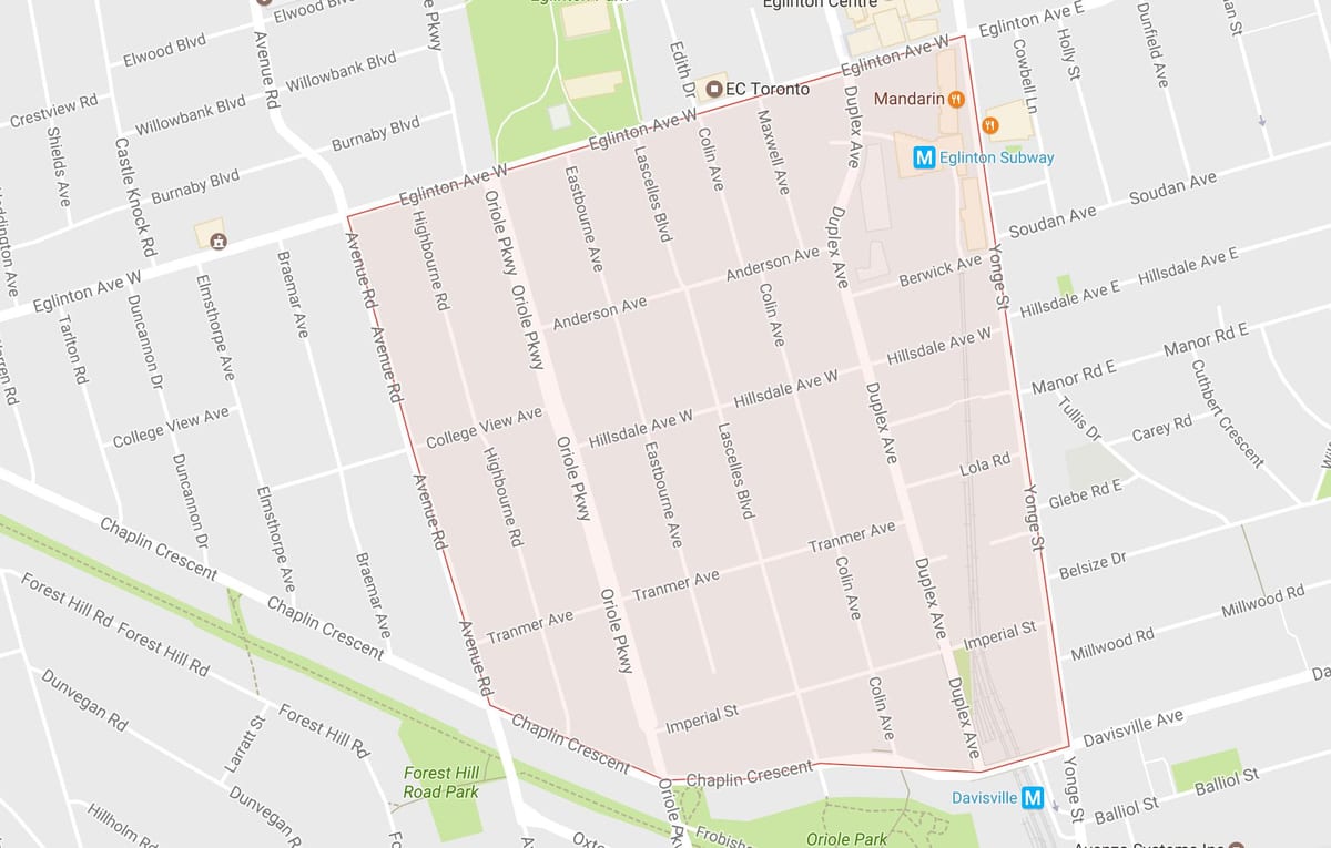 Mapa Chaplin Poligono auzoa Toronto