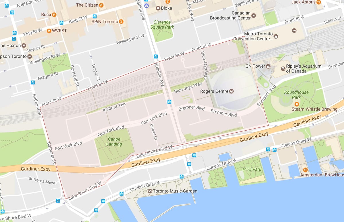 Mapa CityPlace auzoa Toronto