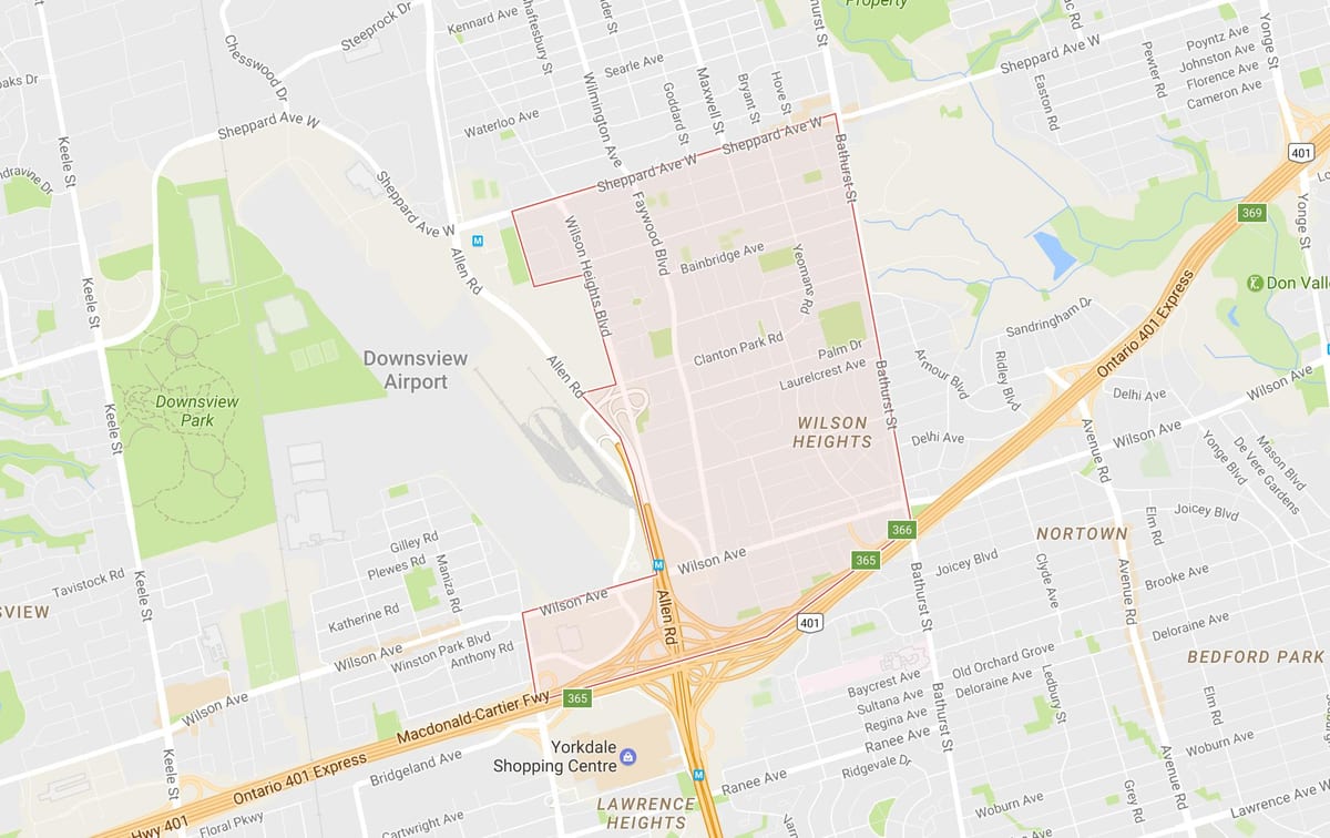 Mapa Clanton Park auzo Toronto