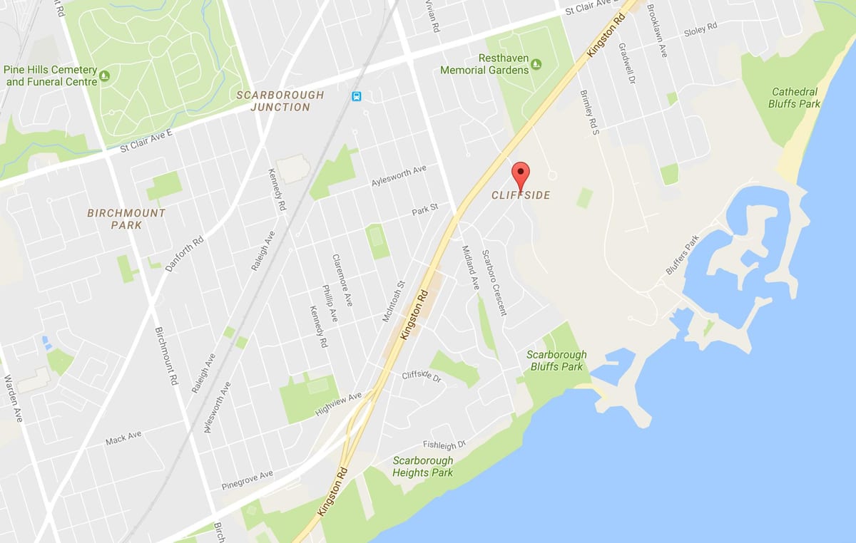 Mapa Cliffside auzoa Toronto