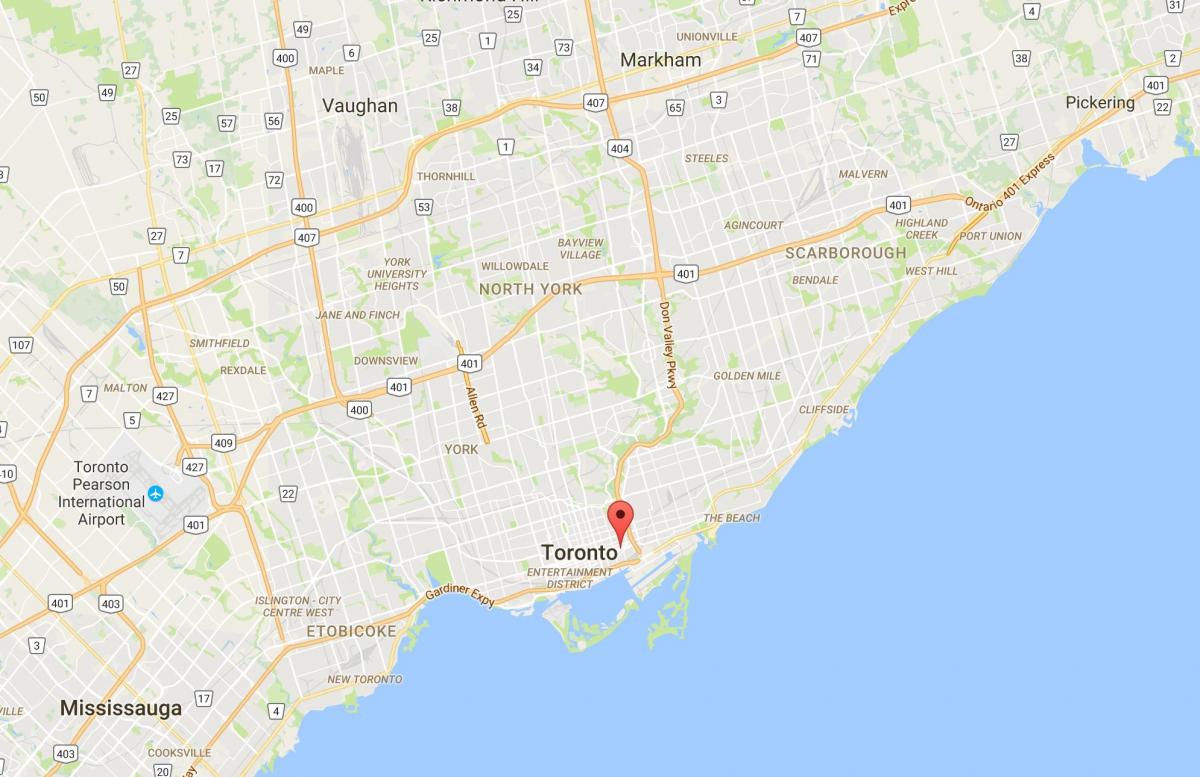Mapa Corktown auzoan Toronto