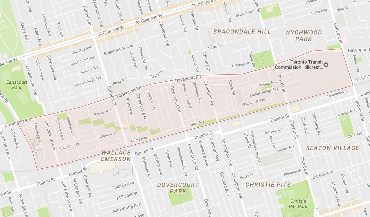 Mapa Davenport auzoa Toronto