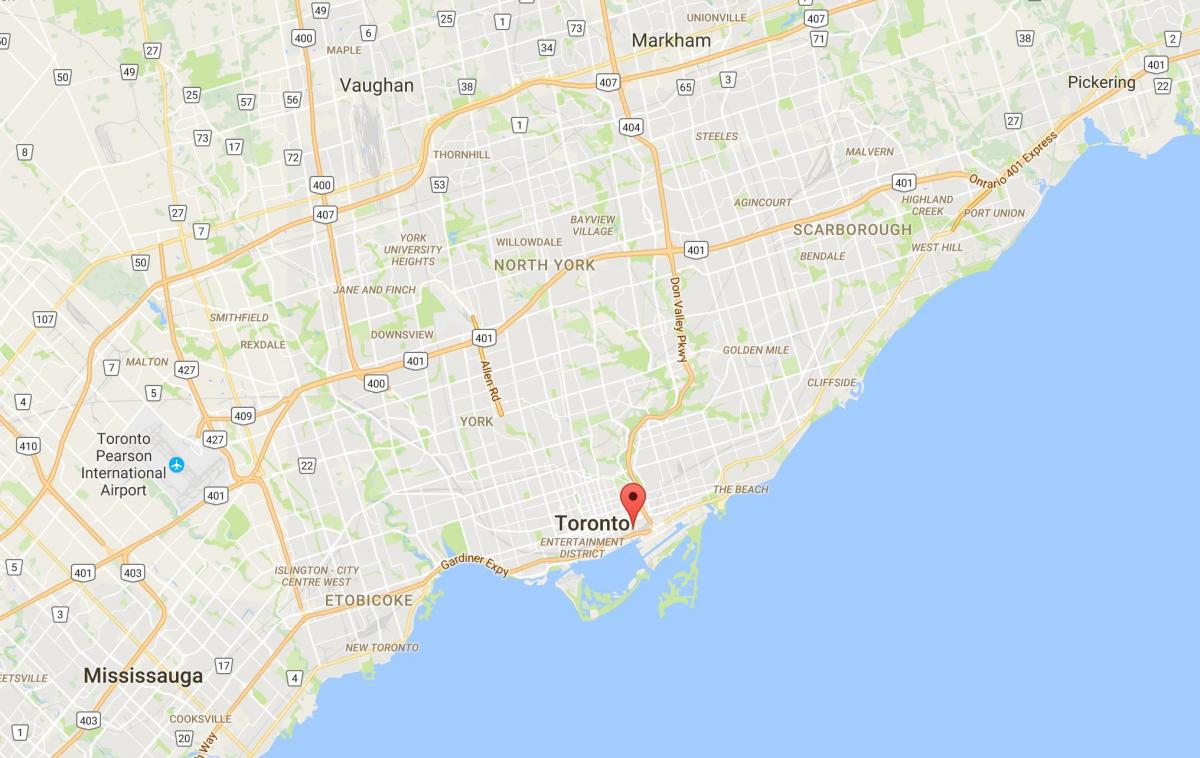 Mapa Destilategiaren Barrutia auzoan Toronto