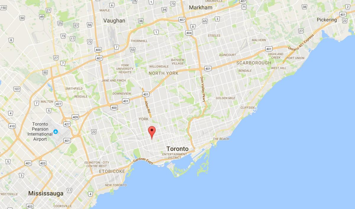 Mapa Dovercourt Parke auzoan Toronto