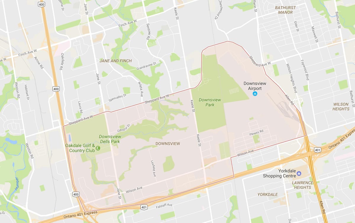 Mapa Downsview auzoa Toronto