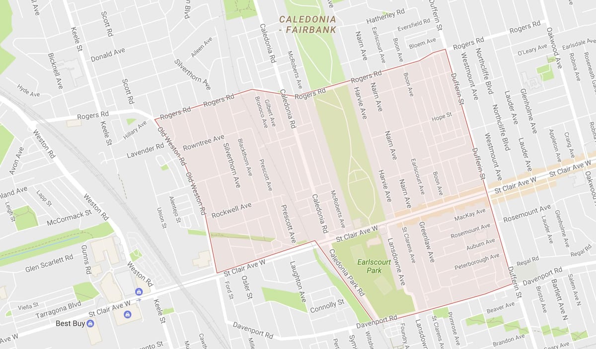 Mapa Earlscourt auzoa Toronto