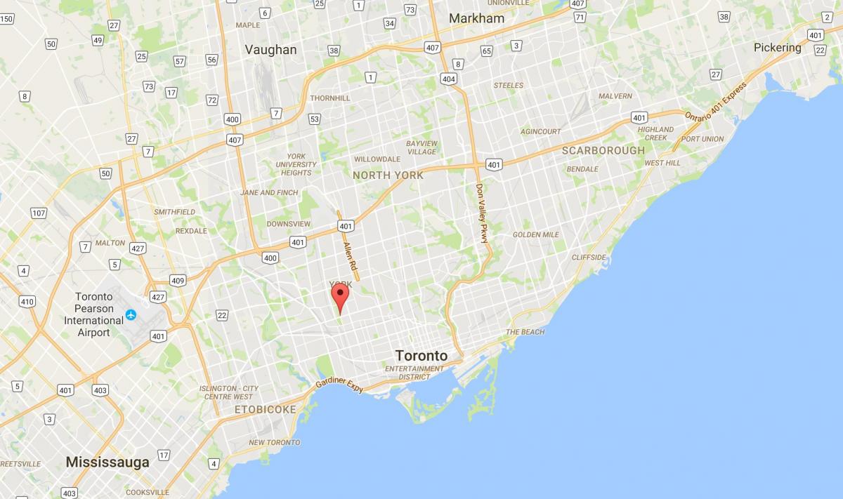 Mapa Earlscourt auzoan Toronto
