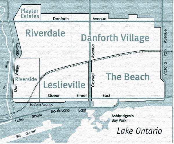 Mapa East end-Toronto