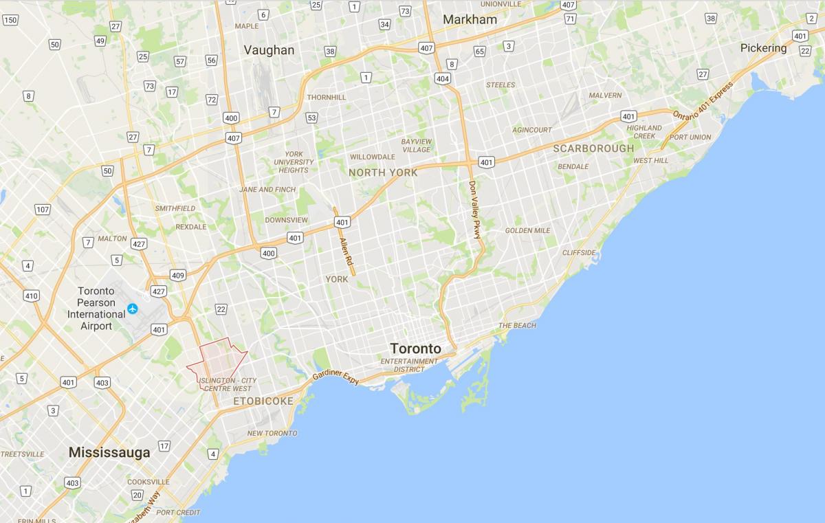 Mapa Eatonville auzoan Toronto