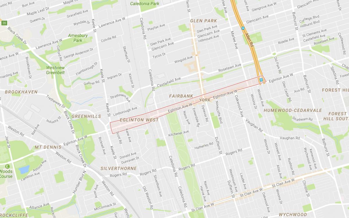 Mapa Eglinton West auzoan Toronto
