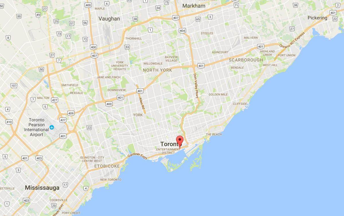 Mapa Ekialdean Bayfront auzoan Toronto