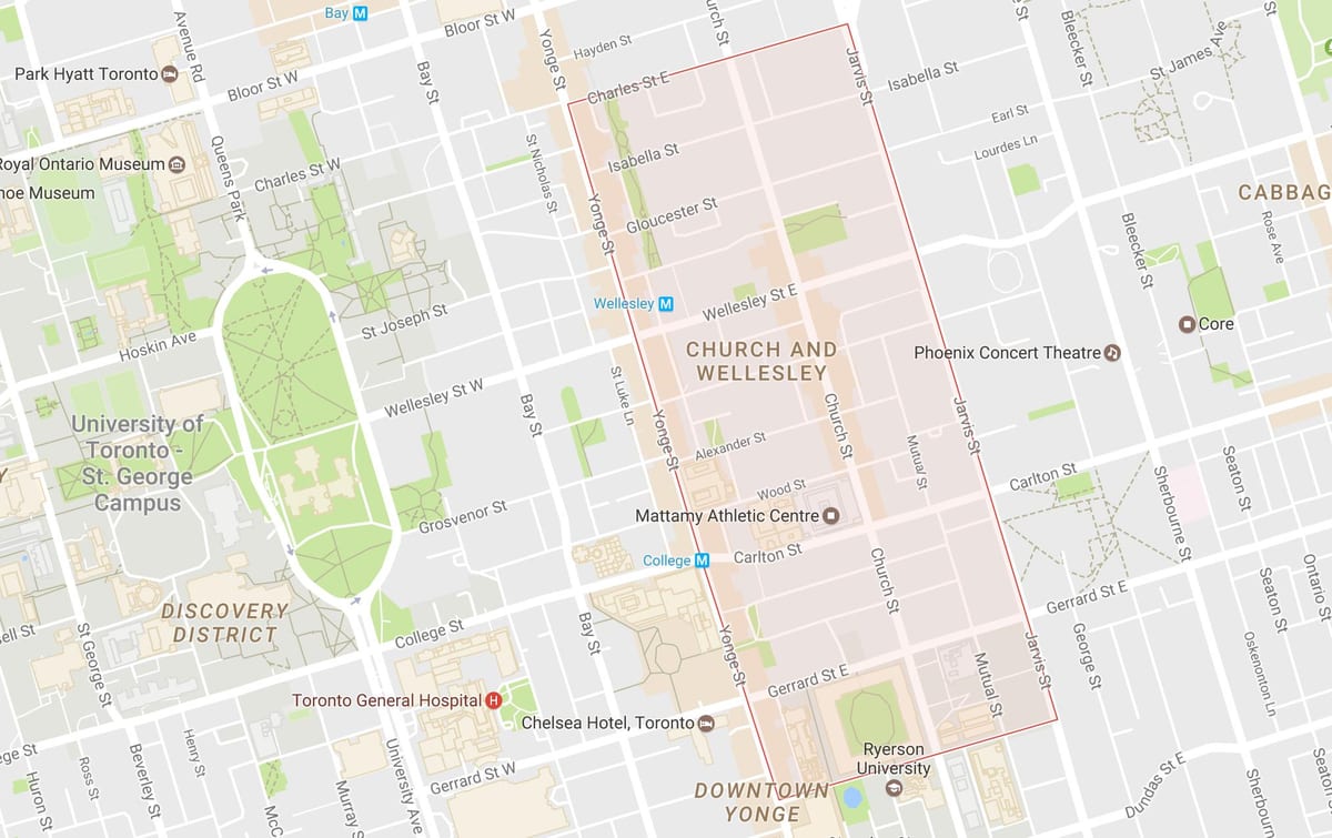 Mapa Eliza eta Wellesley auzoa Toronto
