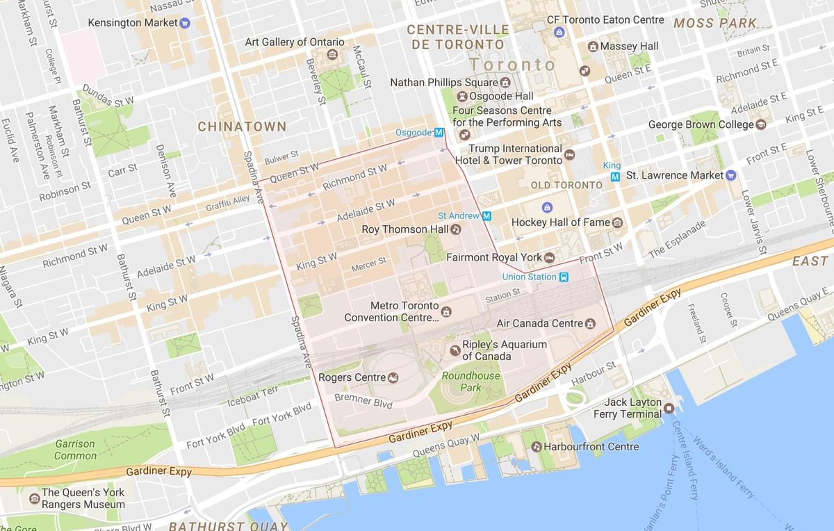 Mapa Entretenimendu Auzoan auzo Toronto
