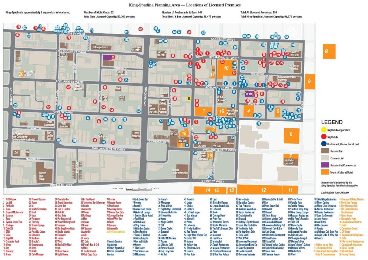 Mapa Entretenimendu Auzoan Toronto informazioa