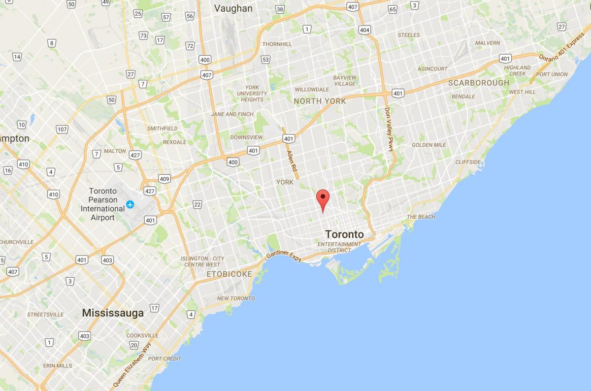 Mapa Eranskinean auzoan Toronto