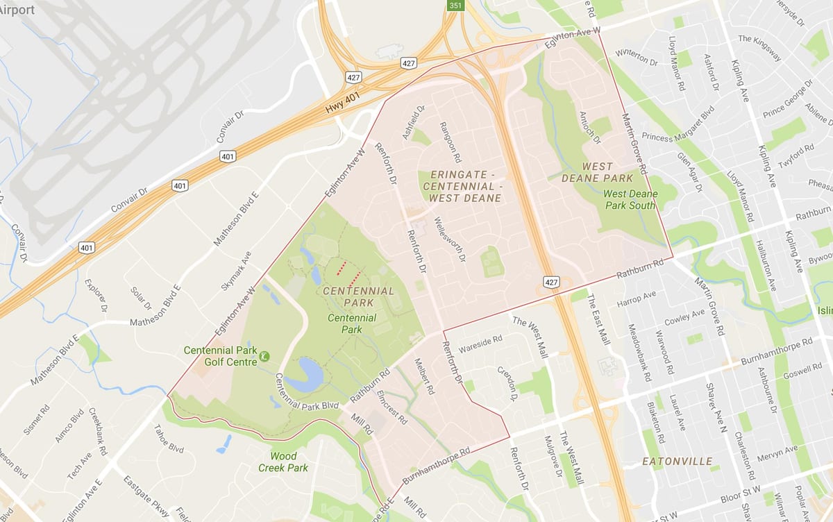 Mapa Eringate auzoa Toronto