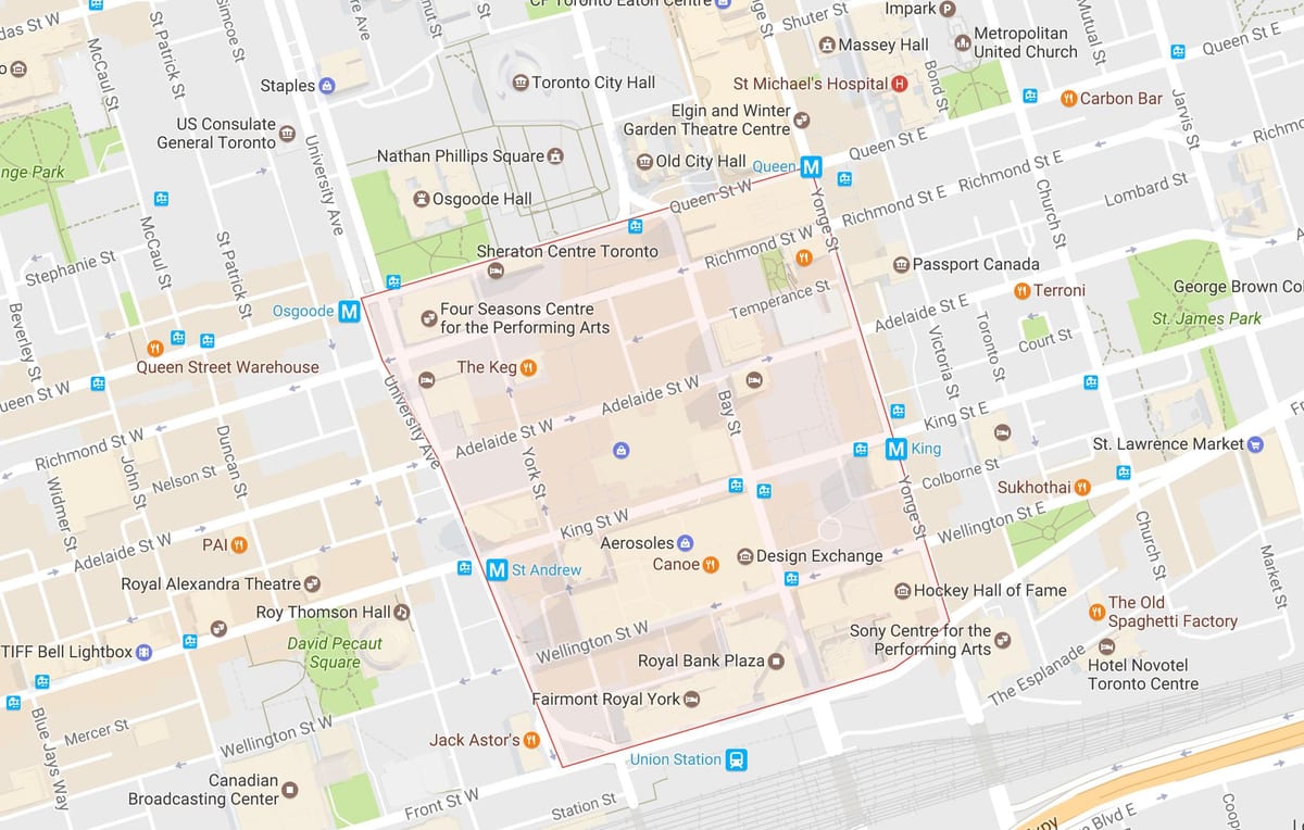 Mapa Finantza Barrutia auzoa Toronto