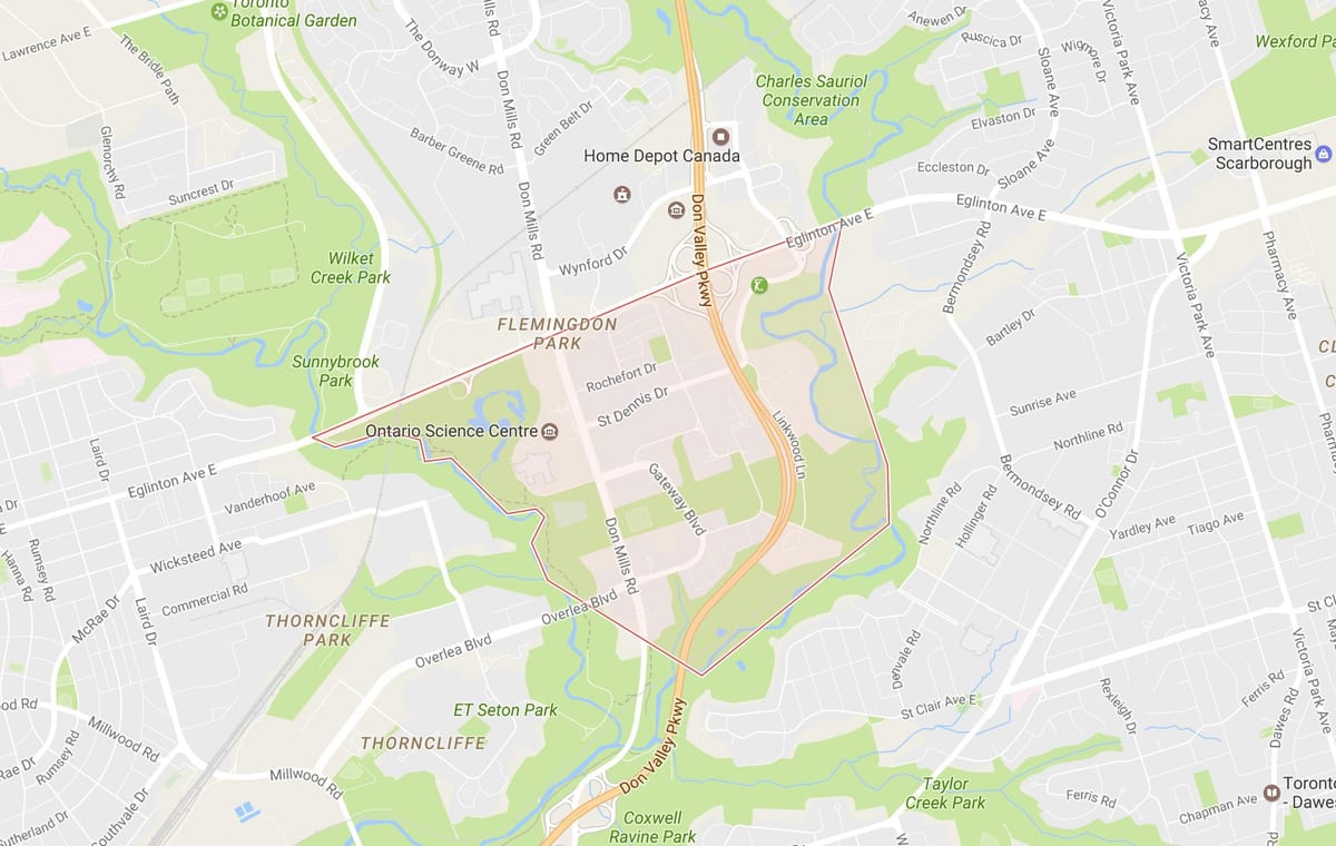 Mapa Flemingdon Park auzo Toronto
