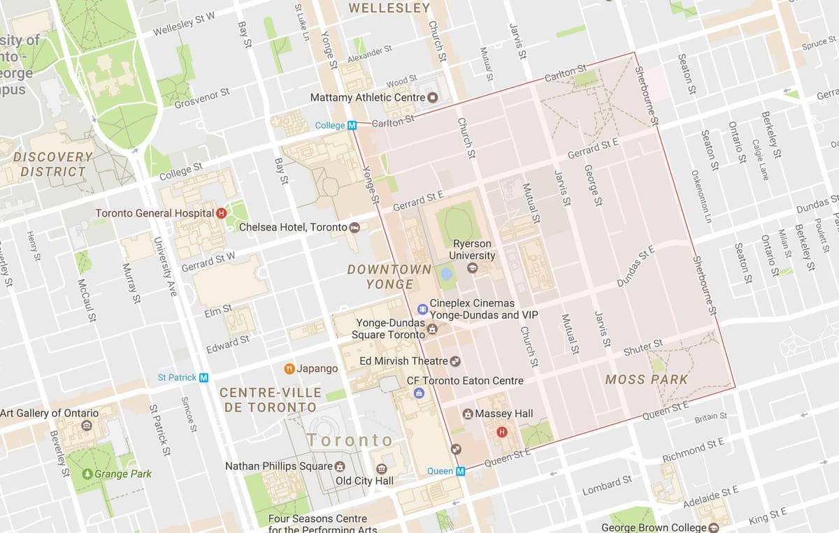 Mapa Garden District Toronto Hirian