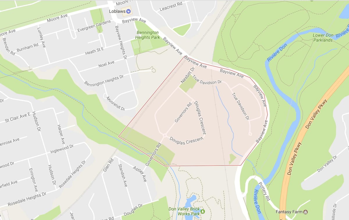 Mapa Gobernadorearen Zubia auzoa Toronto