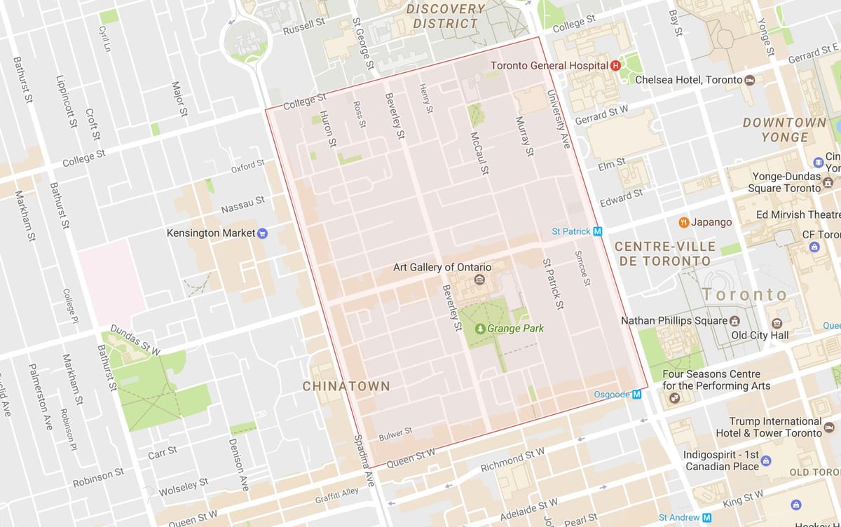 Mapa Grange Park auzo Toronto