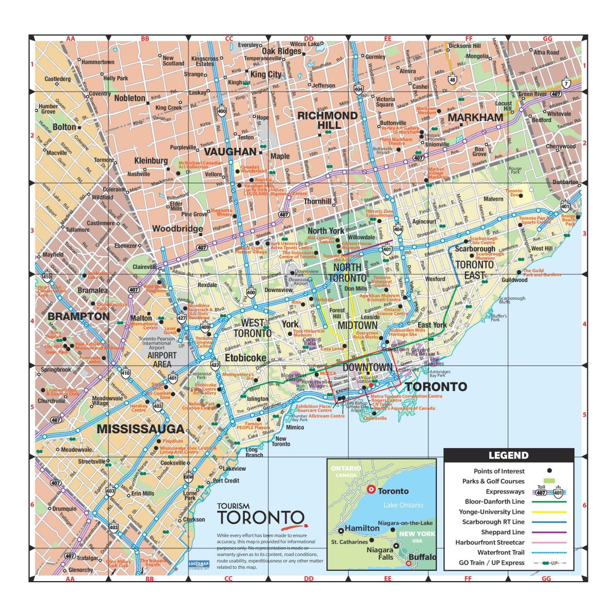 Mapa handiagoa Toronto area