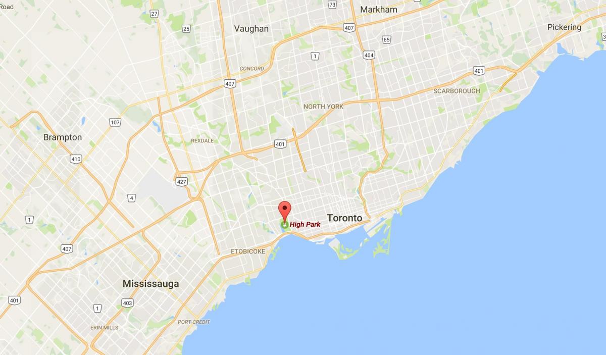 Mapa Handiko Parke auzoan Toronto