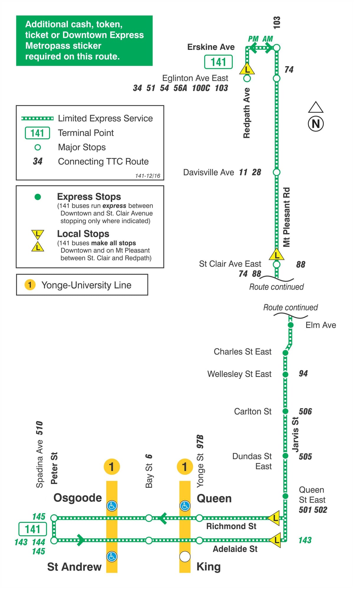 Mapa HAR 141 Erdigunera / Mt Atsegina Adierazteko autobus ibilbidea Toronto