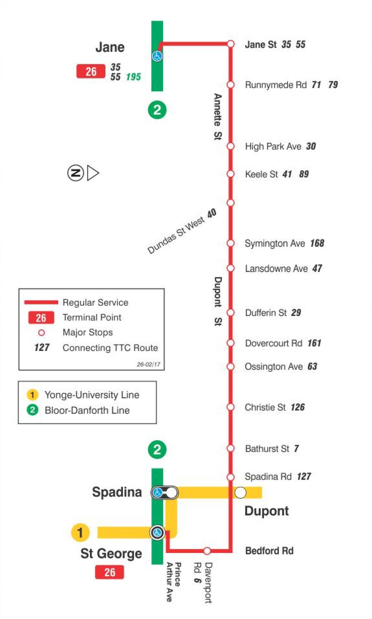 Mapa HAR 26 Dupont autobus ibilbidea Toronto