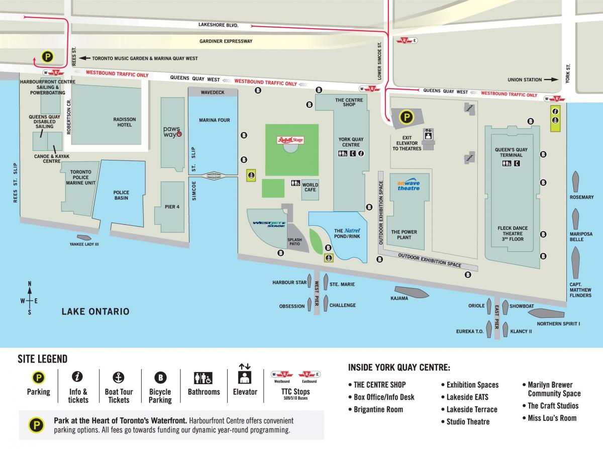 Mapa Harbourfront Zentroa Toronto