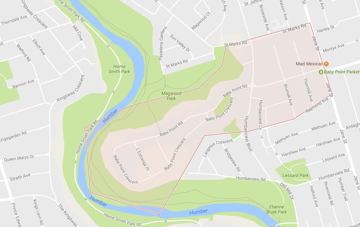 Mapa Haurra Puntu auzoa Toronto