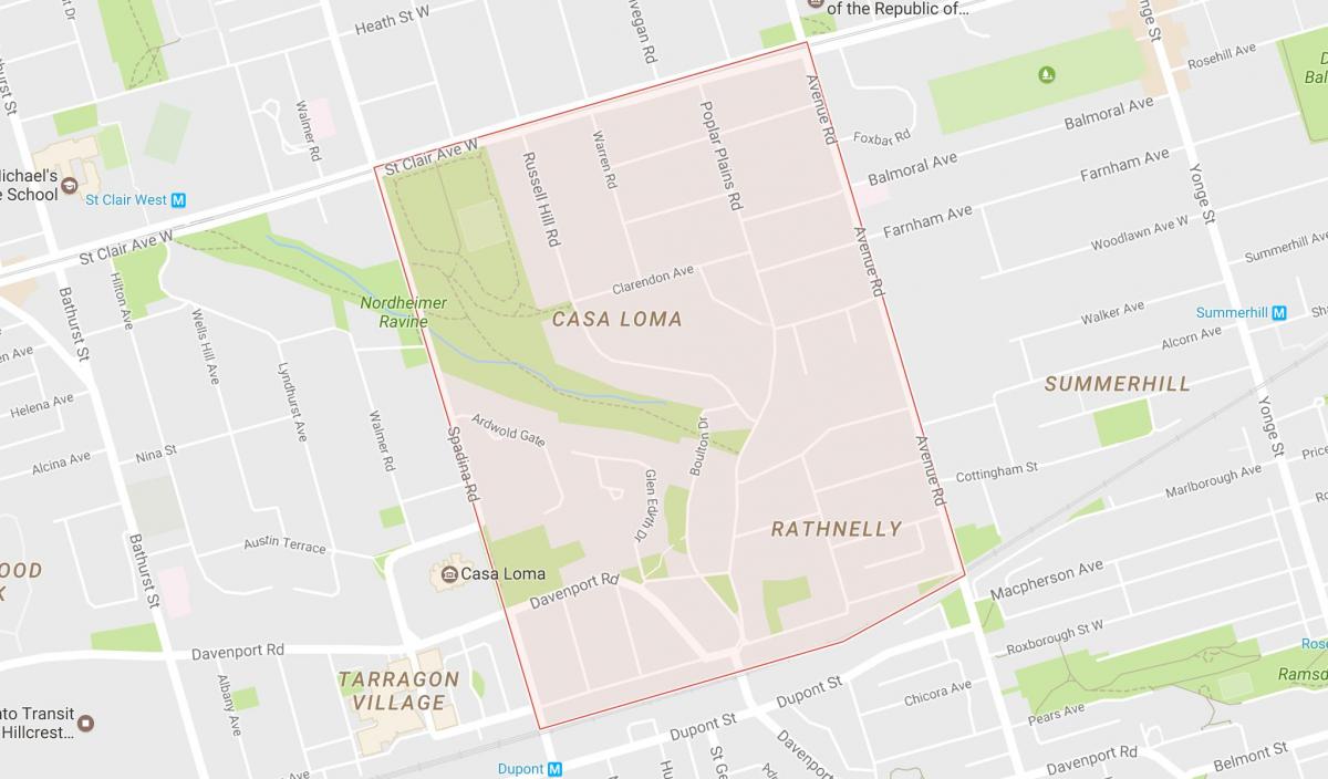 Mapa Hego Hill auzoan Toronto